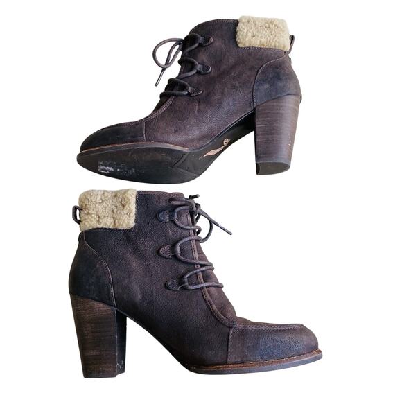 UGG S/N 1008741 Analise Ankle Boots High Heels Brown Leather US 8.5 / EU 39.5 - Picture 12 of 13